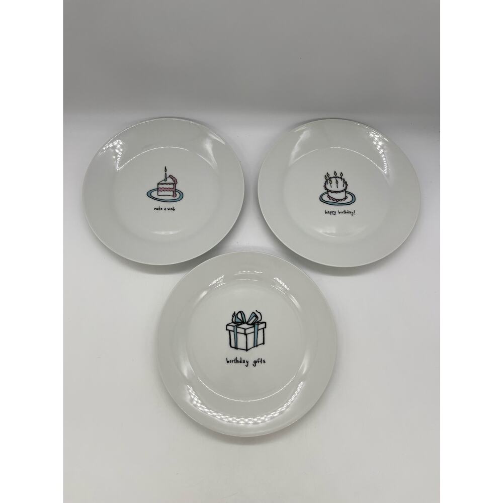 I. Godinger & Co Set of 3 Birthday Dessert Plates 7 5/8"
